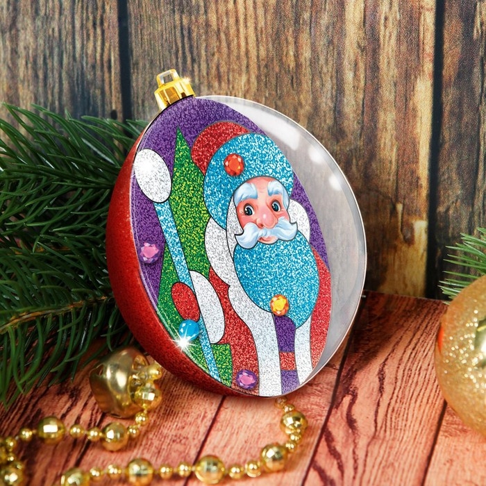 Ёлочный шар - фреска своими руками на новый год «Дед Мороз», новогодний набор для творчества Ёлочный шар - фреска своими руками на новый год «Дед Мороз», новогодний набор для творчества