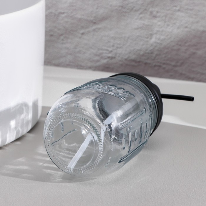 Набор аксессуаров для ванной, 4 предмета (дозатор, стакан для щёток, 2 банки), цвет чёрный Набор аксессуаров для ванной, 4 предмета (дозатор, стакан для щёток, 2 банки), цвет чёрный