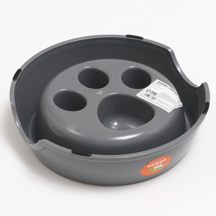 Миска для медленного кормления Миска для медленного кормления "Лапа", 22,5 х 23 х 6,5см, серая