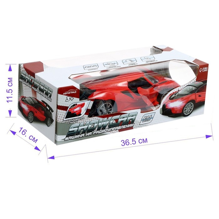 Машина радиоуправляемая «Шоукар», 1:14, световые эффекты, открываются двери, работает от батареек, цвет красный Машина радиоуправляемая «Шоукар», 1:14, световые эффекты, открываются двери, работает от батареек, цвет красный