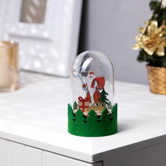 Светодиодная фигура под куполом «Дед Мороз» 6 × 10 × 6 см, дерево, батарейки LR1130х3 (в комплекте), свечение тёплое белое