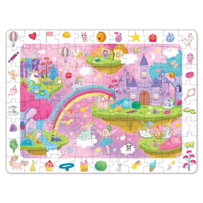 Пазлы «Найди и покажи. Сказочный город единорогов», 88 деталей Пазлы «Найди и покажи. Сказочный город единорогов», 88 деталей