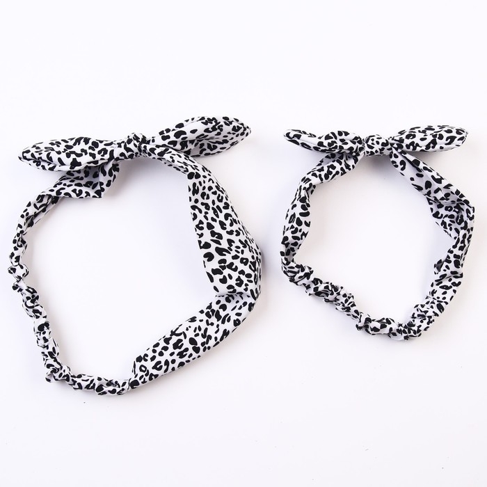 Повязка на голову для мамы и дочки «Набор для фотосессии: Далматин», 2 шт., белый, Крошка Я