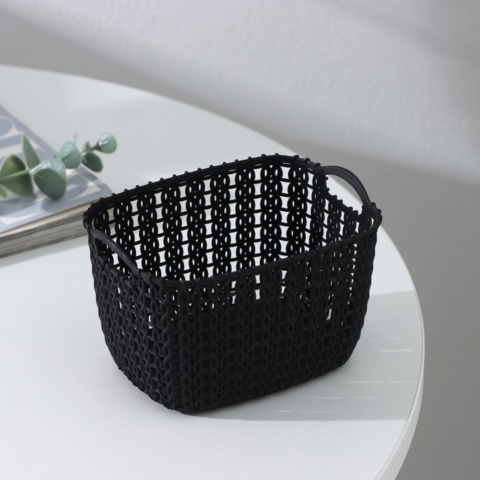 Корзина для хранения с ручками «Плетение», пластик, 12×8,5×8 см, цвет МИКС Корзина для хранения с ручками «Плетение», пластик, 12×8,5×8 см, цвет МИКС