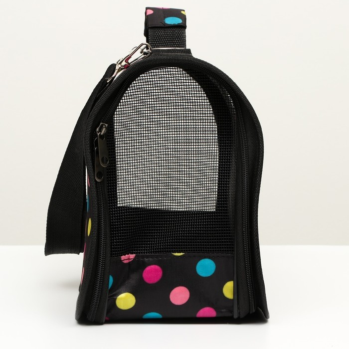 Сумка - переноска для животных  Сумка - переноска для животных "Горошек", чёрная, размер L, 53 х 21 х 29 см