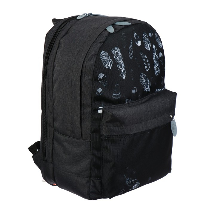 Рюкзак молодёжный, 38 х 28 х 19 см, эргономичная спинка, Calligrata Э Рюкзак молодёжный, 38 х 28 х 19 см, эргономичная спинка, Calligrata Э "Листья", чёрный