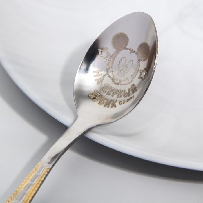 Ложечка детская, 2,3 х 11 см Ложечка детская, 2,3 х 11 см "На первый зубик", Микки Маус