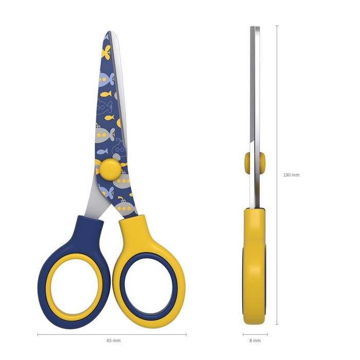 Ножницы детские 13 см, ErichKrause Junior Decor Submarine, с принтом на лезвиях, закруглённые концы, блистер Ножницы детские 13 см, ErichKrause Junior Decor Submarine, с принтом на лезвиях, закруглённые концы, блистер