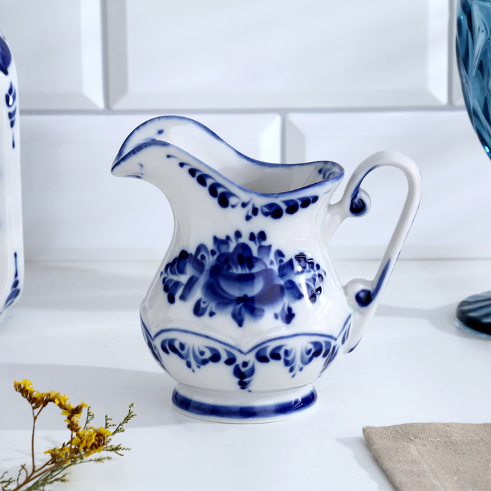 Сливочник «Летняя фантазия», H=12,5, гжель Сливочник «Летняя фантазия», H=12,5, гжель