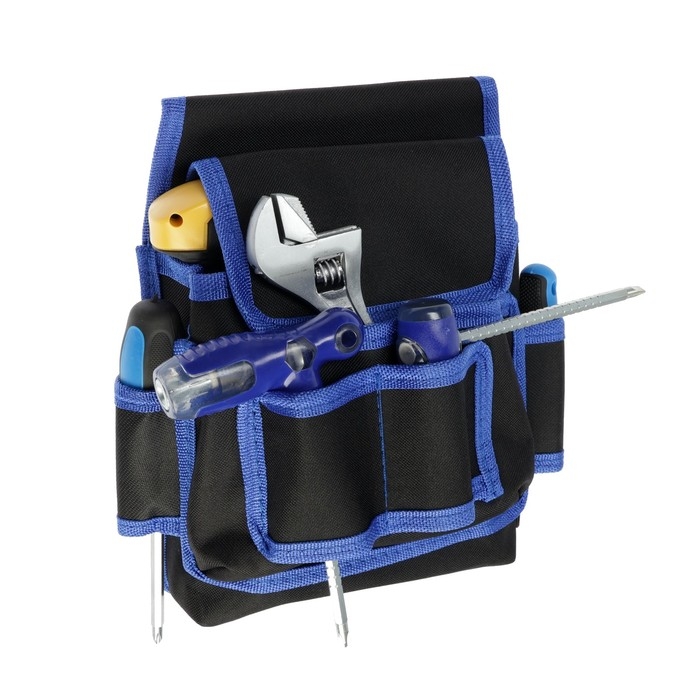 Сумка-пояс для инструментов ТУНДРА, одинарная, 2 кармана, 4 петли Сумка-пояс для инструментов ТУНДРА, одинарная, 2 кармана, 4 петли