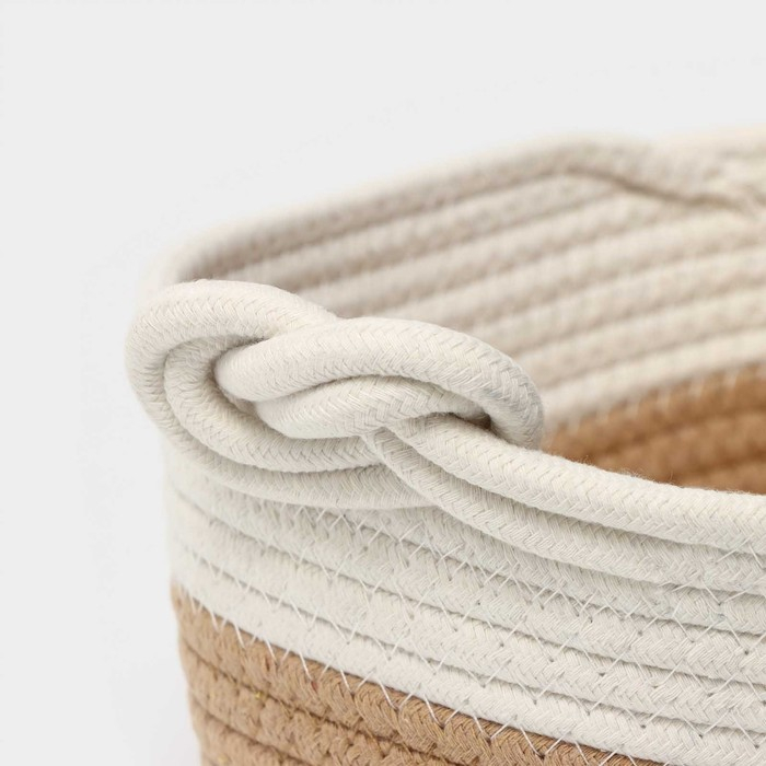 Корзина для хранения плетёная ручной работы LaDо́m «Вега», хлопок, 33×22×13 см, цвет бежевый Корзина для хранения плетёная ручной работы LaDо́m «Вега», хлопок, 33×22×13 см, цвет бежевый