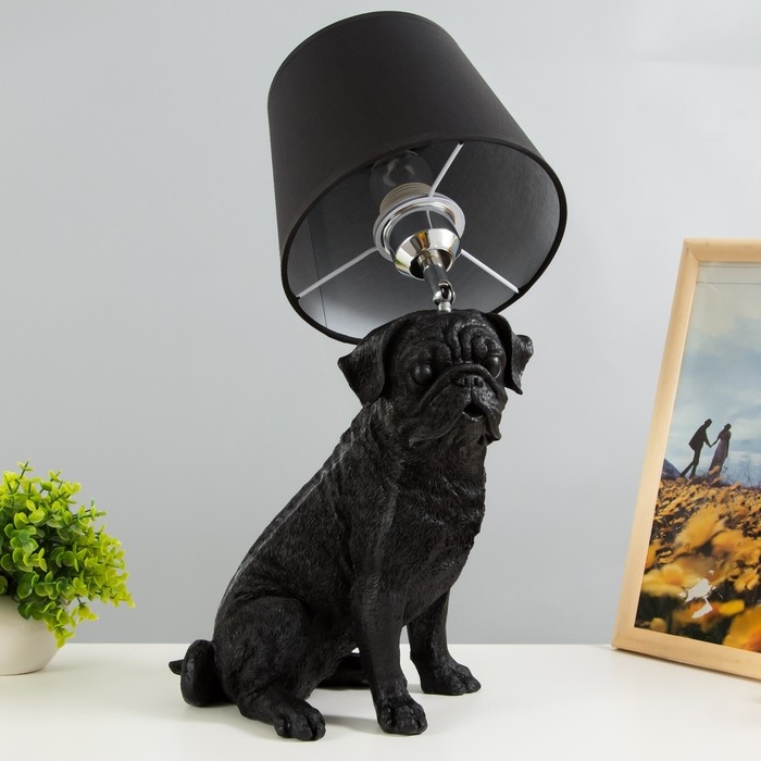 Настольная лампа Настольная лампа "Мопс" Е27 40Вт черный 20х21х59см RISALUX