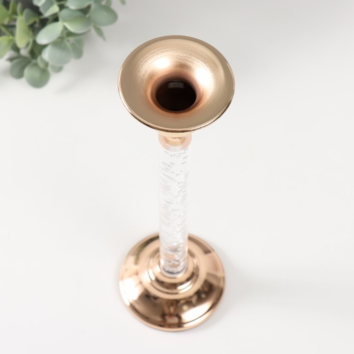 Подсвечник металл, акрил на 1 свечу "Аква" d=2-6 см золото 8х8х27 см