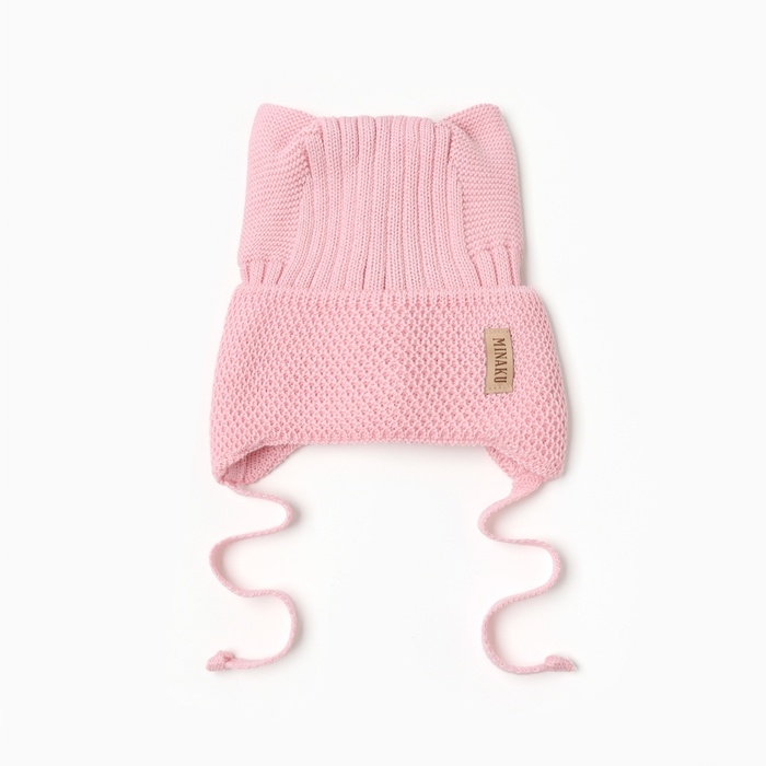 Шапка детская с ушками MINAKU р-р 44-46, цвет нежно-розовый Шапка детская с ушками MINAKU р-р 44-46, цвет нежно-розовый