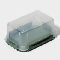 Контейнер пищевой Lock&Ok, 1,1 л, 18,6×12,2×8,1 см, прозрачный, крышка зелёная