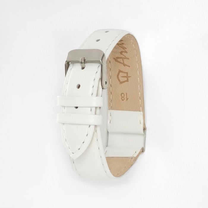 Ремешок для часов, 18 мм, запряжник 75 мм, горт 115 мм, натуральная кожа, белый Ремешок для часов, 18 мм, запряжник 75 мм, горт 115 мм, натуральная кожа, белый