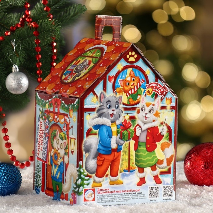 Новый год. Подарочная коробка Новый год. Подарочная коробка "Дружная семейка", 17 х 14,5 х 24,5 см.