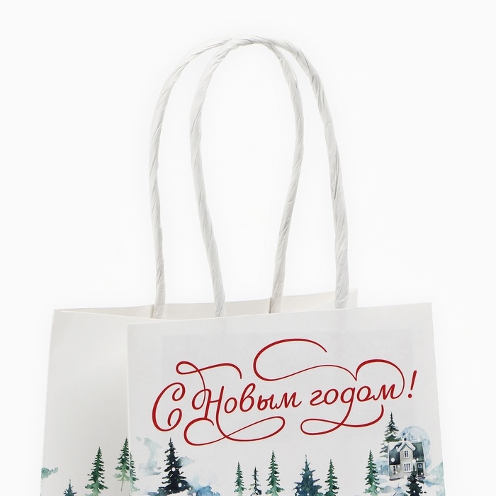 Пакет подарочный новогодний «С Новым годом», белый крафт, 12 х 21 х 9 см , Новый год Пакет подарочный новогодний «С Новым годом», белый крафт, 12 х 21 х 9 см , Новый год