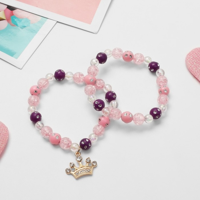 Набор детских браслетов (2 шт.) «Выбражулька», королевский, цветной в золоте Набор детских браслетов (2 шт.) «Выбражулька», королевский, цветной в золоте