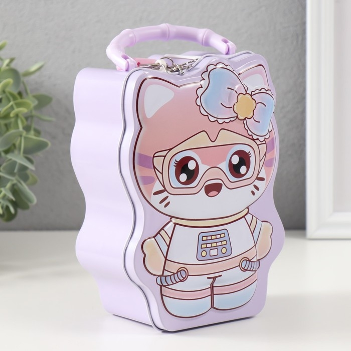 Копилка металл с замочком Копилка металл с замочком "Модная кошечка" МИКС 7х11х16 см