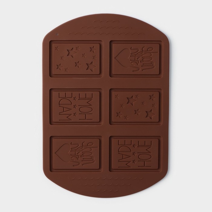 Форма для шоколада Доляна Home made, силикон, 26×18×0,5 см, 6 ячеек (7,5×5,2 см), цвет МИКС Форма для шоколада Доляна Home made, силикон, 26×18×0,5 см, 6 ячеек (7,5×5,2 см), цвет МИКС