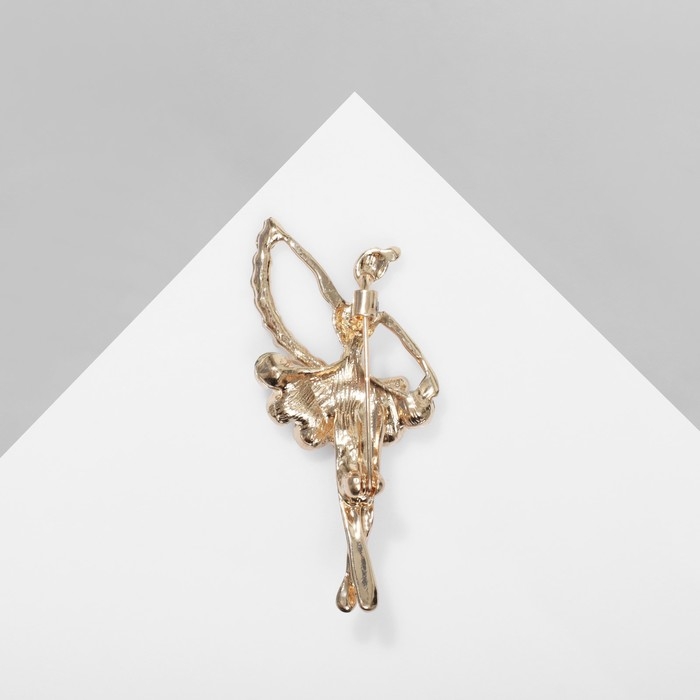 Брошь «Балерина» с лентой, цвет белый в золоте Брошь «Балерина» с лентой, цвет белый в золоте