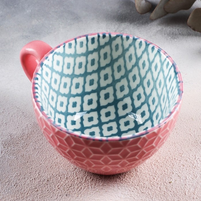 Кружка керамическая «Винтаж», 290 мл, цвет розовый Кружка керамическая «Винтаж», 290 мл, цвет розовый