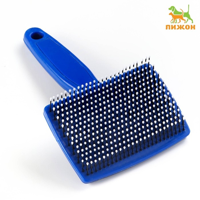 Пуходерка пластиковая мягкая с закругленными зубьями, средняя, 9 х 15,5 см, синяя Пуходерка пластиковая мягкая с закругленными зубьями, средняя, 9 х 15,5 см, синяя