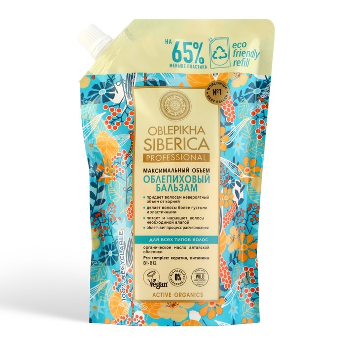 Облепиховый бальзам для  всех типов волос Natura Siberica, 400 мл Облепиховый бальзам для  всех типов волос Natura Siberica, 400 мл