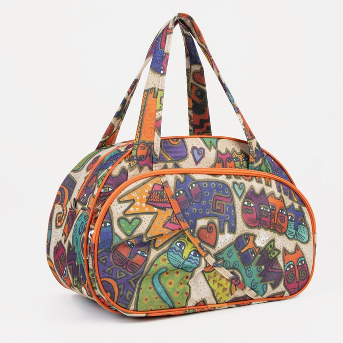 Сумка дорожная женская на молнии, наружный карман, цвет разноцветный/оранжевый Сумка дорожная женская на молнии, наружный карман, цвет разноцветный/оранжевый