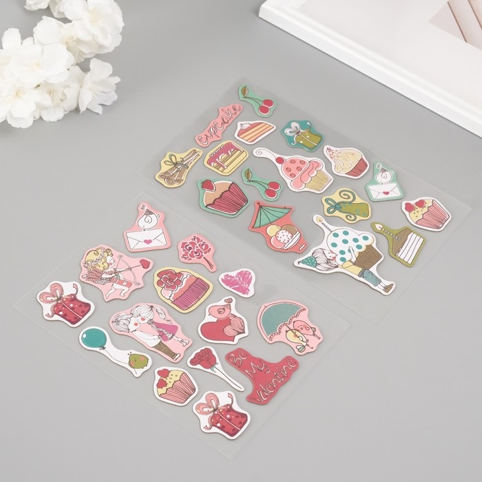 Наклейки для творчества Наклейки для творчества "Любовь" набор 2 листа 22х12,5 см