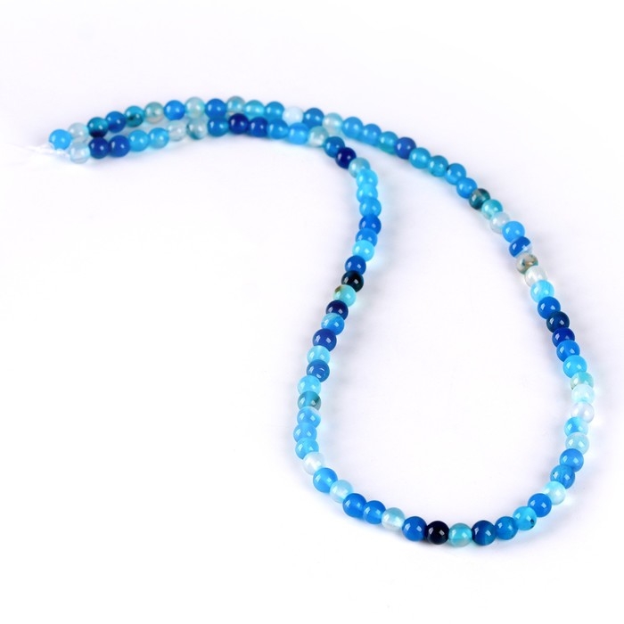 Бусины из натурального камня «Голубой агат» набор 90 шт., размер 1 шт. — 4 мм Бусины из натурального камня «Голубой агат» набор 90 шт., размер 1 шт. — 4 мм