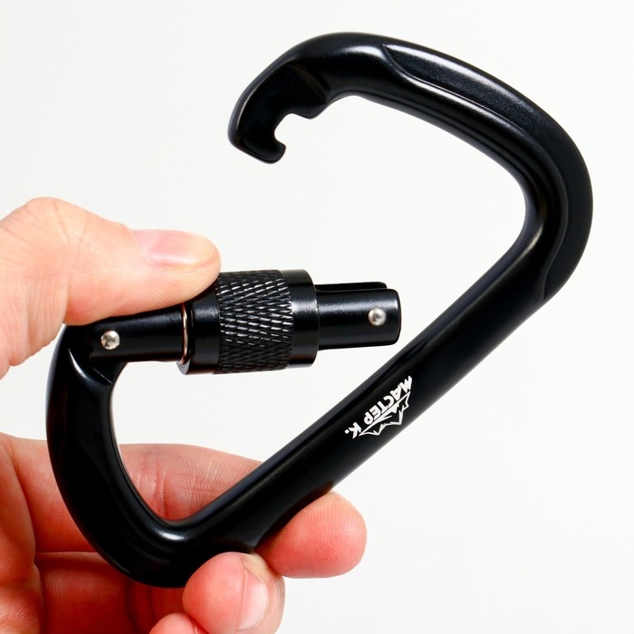 Карабин с муфтой, 11х7 см, 26 КN, чёрный Карабин с муфтой, 11х7 см, 26 КN, чёрный