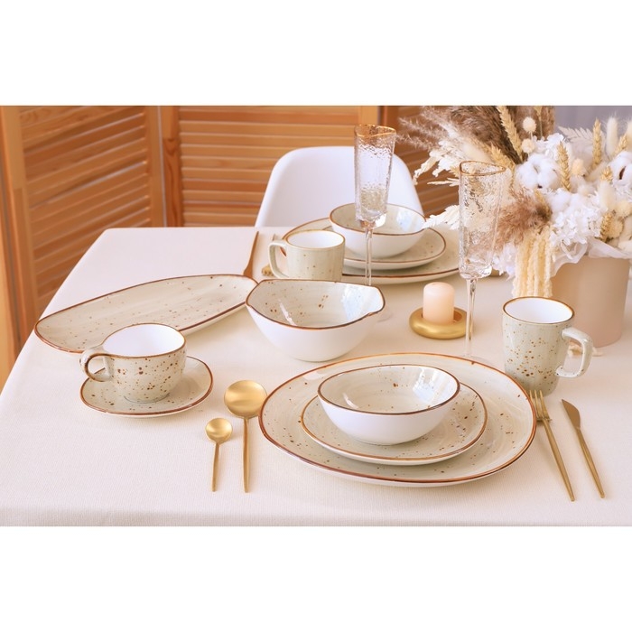 Чайная пара фарфоровая Magistro Mediterana, 2 предмета: чашка 250 мл, блюдце 16×15 см, цвет бежевый Чайная пара фарфоровая Magistro Mediterana, 2 предмета: чашка 250 мл, блюдце 16×15 см, цвет бежевый