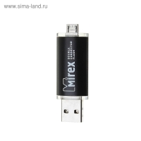 Флешка Mirex SMART BLACK, 16 Гб, USB2.0, USB/microUSB, чт до 25 Мб/с, зап до 15 Мб/с, черная