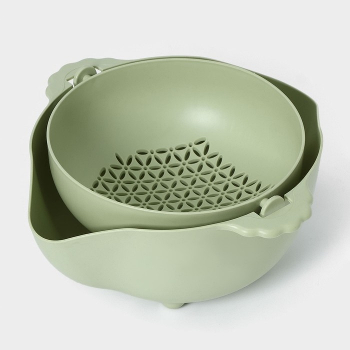 Дуршлаг кухонный с поддоном, 25×11,5 см, цвет МИКС Дуршлаг кухонный с поддоном, 25×11,5 см, цвет МИКС