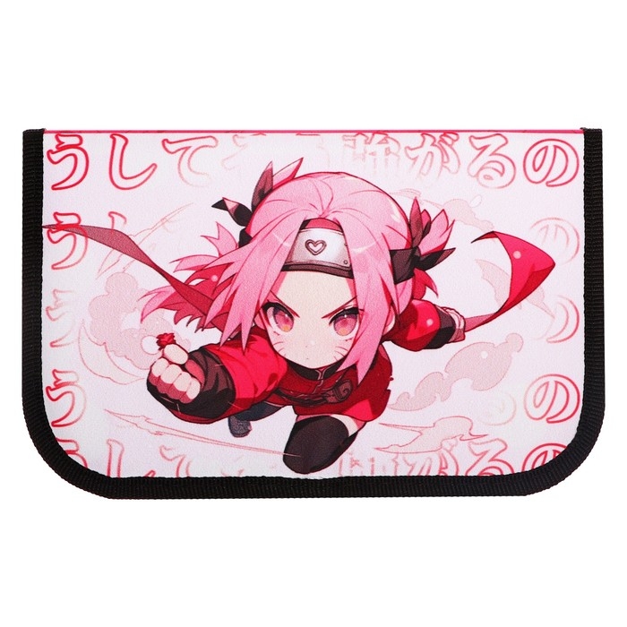 Пенал 1 секция, 130 х 210 х 40 мм, 2 откидные планки, тканевый, Calligrata TOP, Content  Пенал 1 секция, 130 х 210 х 40 мм, 2 откидные планки, тканевый, Calligrata TOP, Content "Аниме сакура"