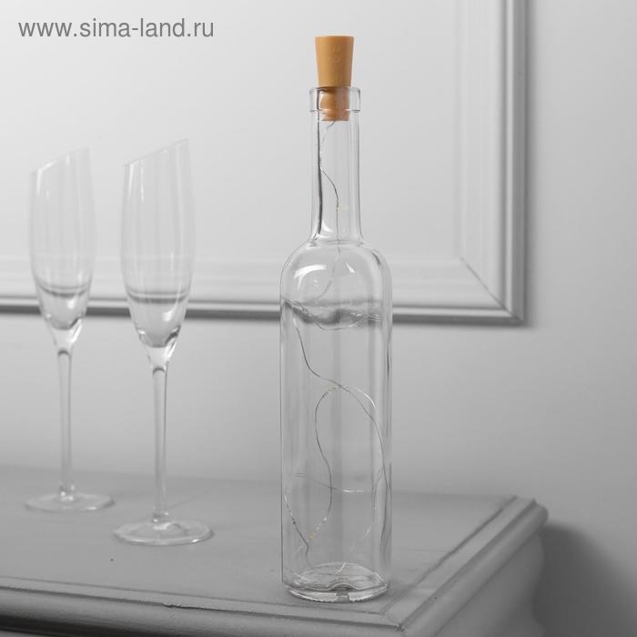 Гирлянда «Нить» 1 м роса с пробкой, IP20, серебристая нить, 10 LED, батарейки LR44х3 (в комплекте), свечение мульти