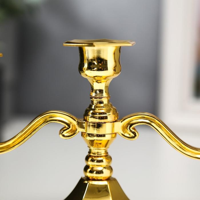 Подсвечник металл на 3 свечи  Подсвечник металл на 3 свечи "Чёткие линии" цвет золото 12,5х21,5х10 см