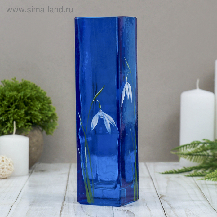 Ваза Ваза "Подснежники на синем",21х5,5х5,5 см 0,32 л