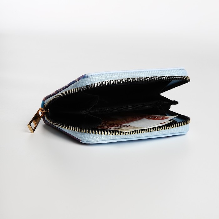 Кошелёк на молнии, цвет голубой/разноцветный Кошелёк на молнии, цвет голубой/разноцветный