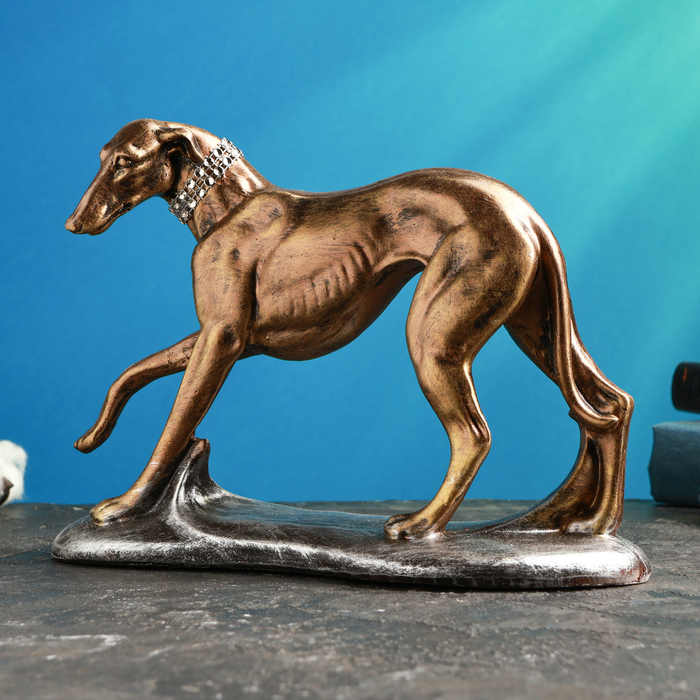 Фигура Фигура "Борзая" бронза с серебром, 25х17см