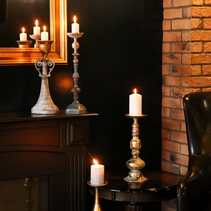 Подсвечник металл на 1 свечу "Ферро" состаренная бронза 14,5х14,5х38,5 см