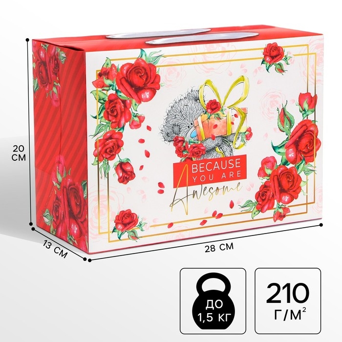 Пакет-коробка, 28 х 20 х 13 см Пакет-коробка, 28 х 20 х 13 см "Awesome", упаковка, Me To You
