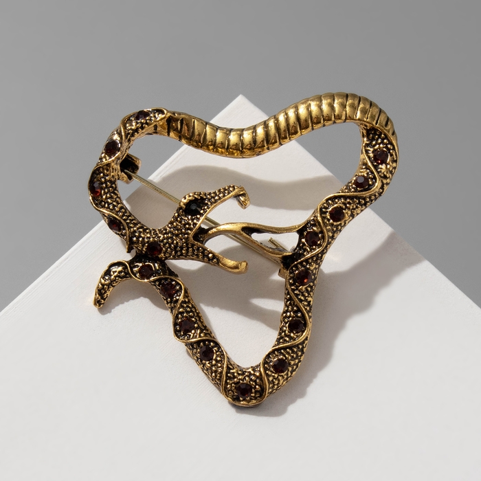 Новый год! Символ года 2025! Брошь Новый год! Символ года 2025! Брошь "Змея" гадюка, цвет коричнево-чёрный в чернёном золоте