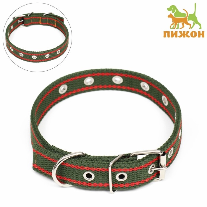 Ошейник брезентовый безразмерный двухслойный, 58 х 2,5 см, хаки/красный Ошейник брезентовый безразмерный двухслойный, 58 х 2,5 см, хаки/красный