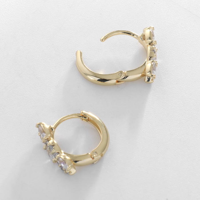 Серьги-кольца XUPING блеск ночи, цвет белый в золоте, d=1.6 см Серьги-кольца XUPING блеск ночи, цвет белый в золоте, d=1.6 см