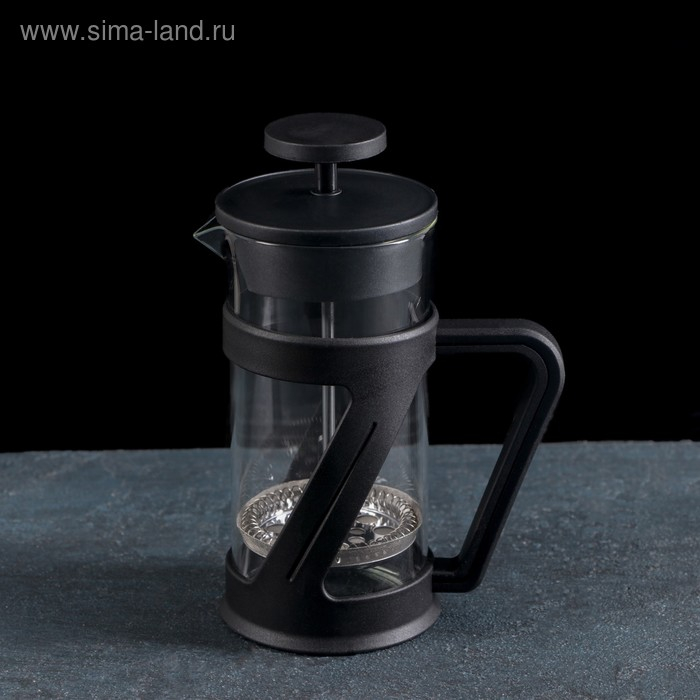 Чайник заварочный френч - пресс «Зет», 350 мл, стекло, цвет чёрный Чайник заварочный френч - пресс «Зет», 350 мл, стекло, цвет чёрный