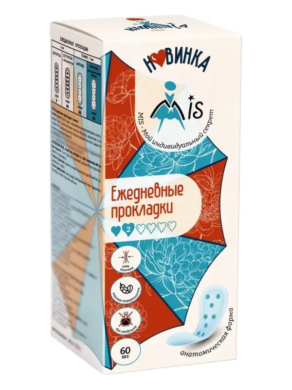 Прокладки Mis &laquo;Ежедневные&raquo; анатомическая форма аэрлайд 60 шт.