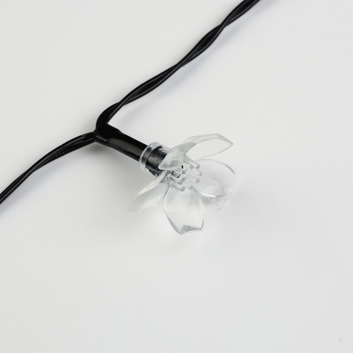 Гирлянда «Нить», 4.5 м, с насадками в виде ромашек, IP44, 30 LED, 2 режима, солнечная батарея, тёмная нить, свечение мульти Гирлянда «Нить», 4.5 м, с насадками в виде ромашек, IP44, 30 LED, 2 режима, солнечная батарея, тёмная нить, свечение мульти